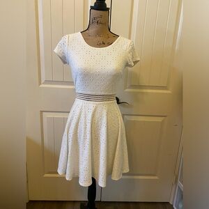 My Michelle Size 5 Women's Dress White Eyelet Fit & Flare Skaters Summer